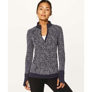 Lululemon Rest Less 1/2 Zip Black and White Long Sleeve Running Pullover Size 10